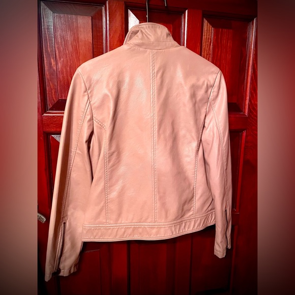 New women’s vegan leather mauve nude moto jacket size M - Picture 3 of 16